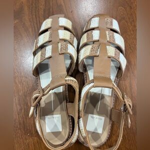 Dolce Vita Women's Strappy Tan and Cream Sandals